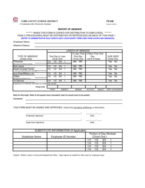 Cobb County School District Report of Absence