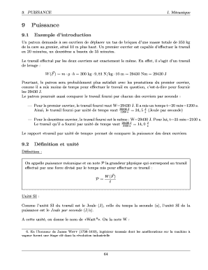 Feuille de calcul de la puissance mécanique
