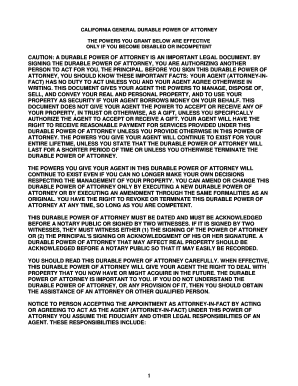 California General Durable Power of Attorney