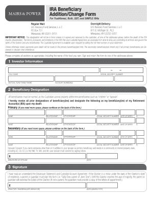 IRA Beneficiary Addition/Change Form