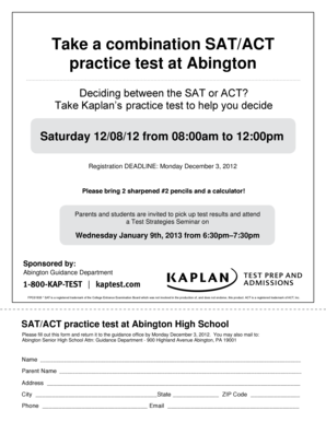 SAT Practice Test Registration Form