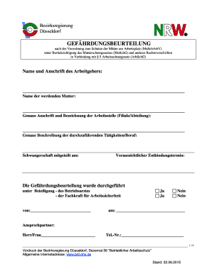 Gefährdungsbeurteilung für Schwangere