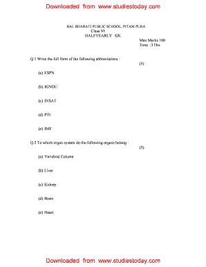 class 6 gk sample paper