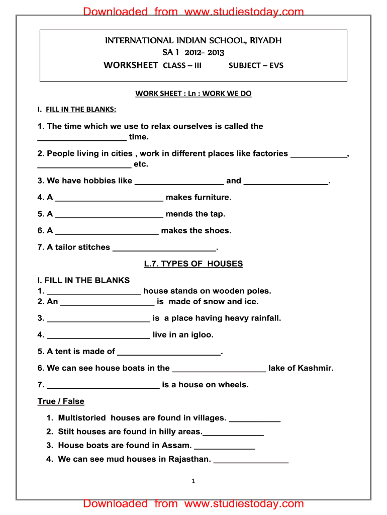 Evs worksheets for class 3 pdf: Fill out & sign online | DocHub