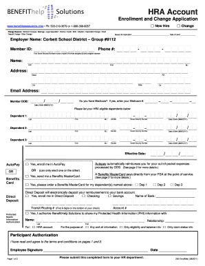 HRA Account Enrollment and Change Application