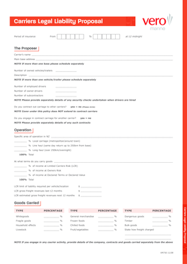 Carriers Legal Liability Proposal
