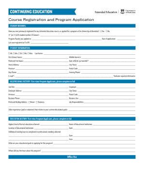 University of Manitoba Continuing Education Registration Form