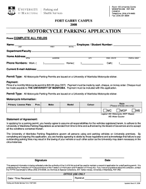 University of Manitoba Motorcycle Parking Application