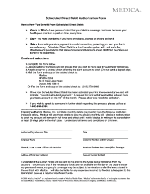 Scheduled Direct Debit Authorization Form for Groups - Medica