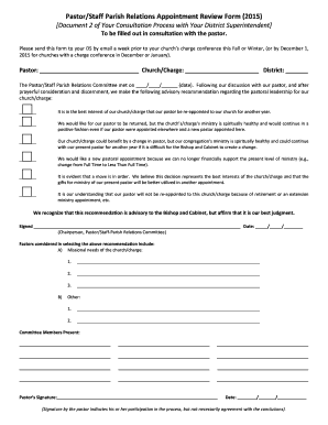 Pastor Staff Parish Relations Appointment Review Form