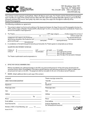 SDC Director Choreographer Contract
