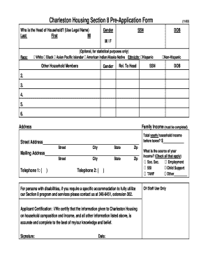 Charleston Housing Section 8 Pre-Application Form