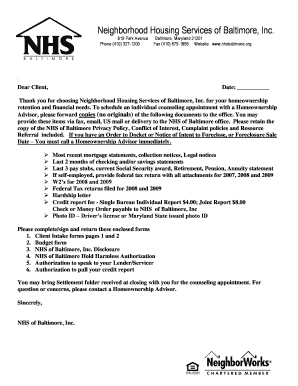 Maryland Homeownership Retention Client Intake Form