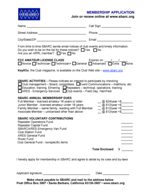 SBARC Membership bApplicationb - Santa Barbara Amateur Radio Club - sbarc