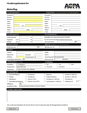 Motor Aircraft Insurance Form