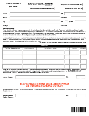 Beneficiary Designation Form for Life Insurance