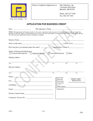 Application for Business Credit
