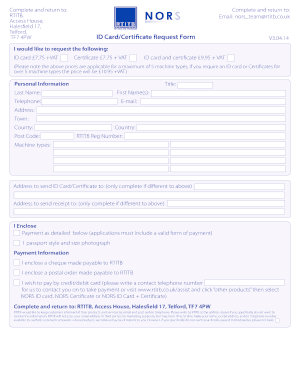 RTITB ID Card/Certificate Request Form