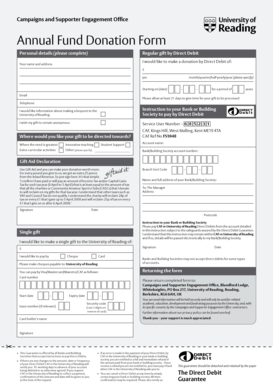 University of Reading Annual Fund Donation Form