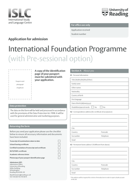 International Foundation Programme Application Form