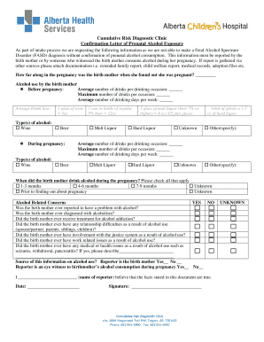 Prenatal Alcohol Exposure Form