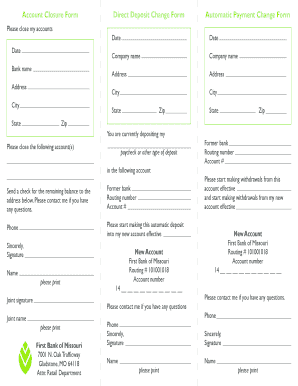 Direct Deposit Change Form