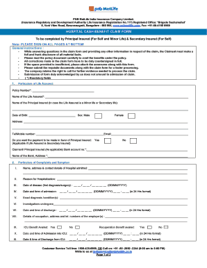 Hospital Cash Benefit Claim Form