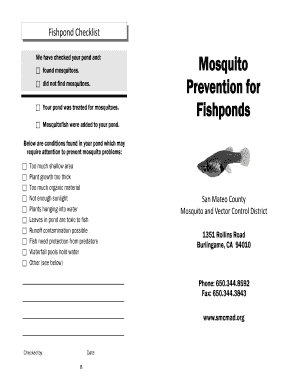 Fishpond Mosquito Prevention Checklist