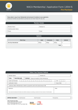 WACA Membership Application Form
