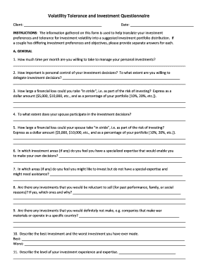 Investment Questionnaire